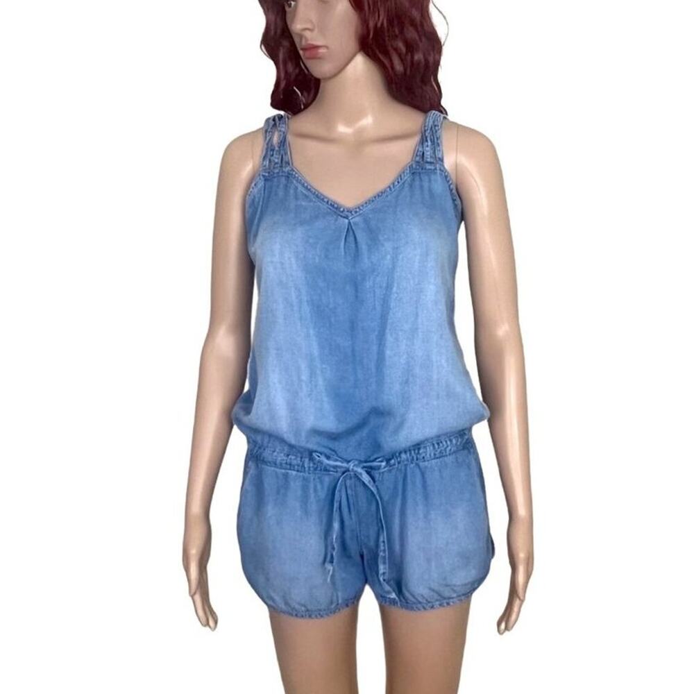 Promod Lightweight Denim Romper size 4 Blue Chambray